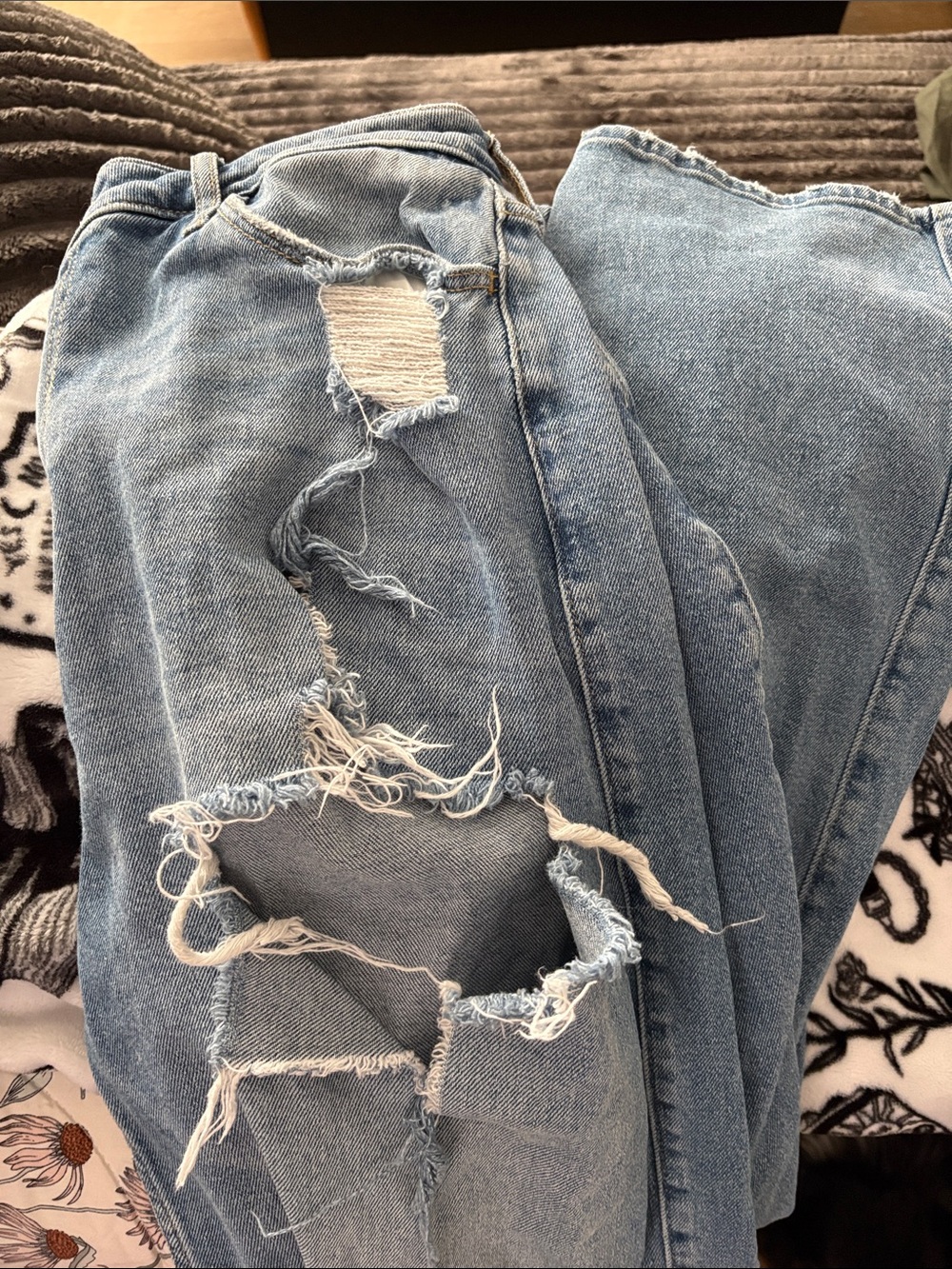 Hollister Light Blue Ripped Boyfriend Jeans